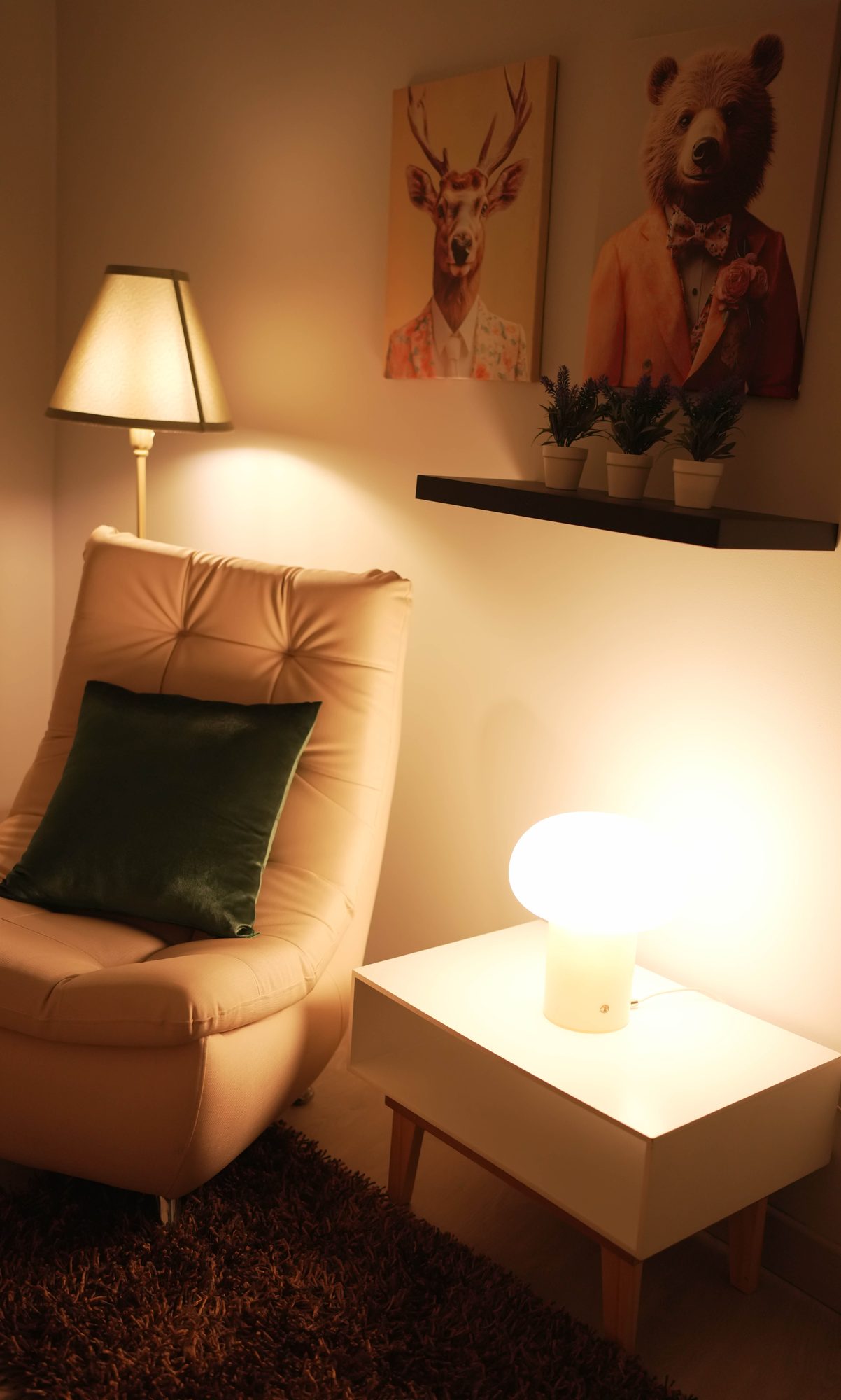 Set de sillón con luz ámbar