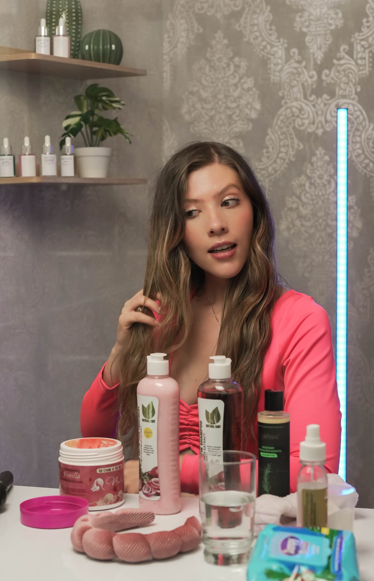 Sesión de producto de belleza en progreso
